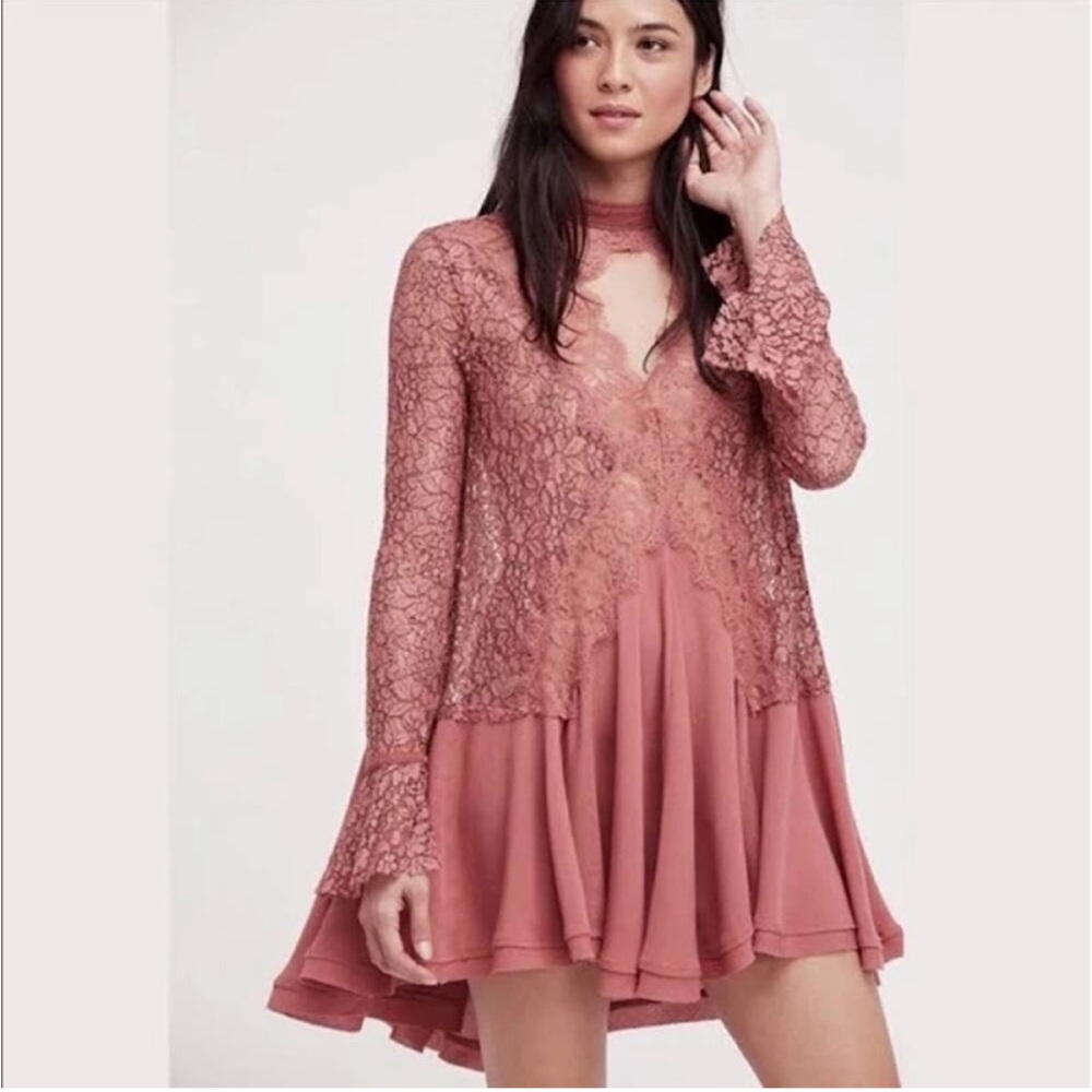 Free People Tell Tale Lace Mini Dress